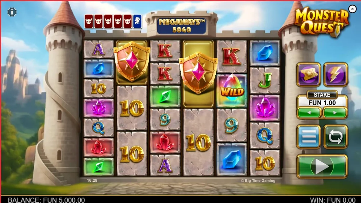 Ksatria bertarung melawan monster di kastil abad pertengahan dalam slot Monster Quest